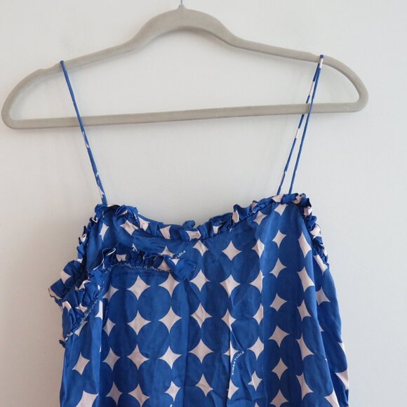 Blue and White Geometric Pattern Dress - Picture 4 of 16